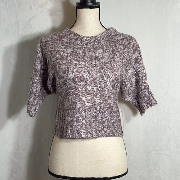 Derek Heart Purple Dolman Sleeve Cropped Sweater - Picture 10 of 11
